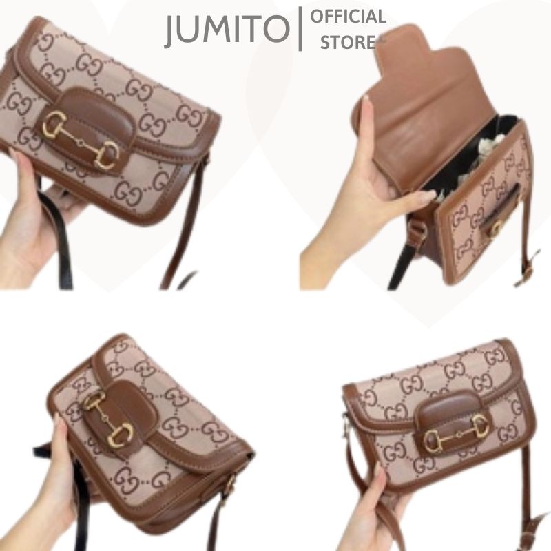 Túi xách nữ viền da nâu đeo chéo đeo vai thời trang 2023 JUMITO T1.021