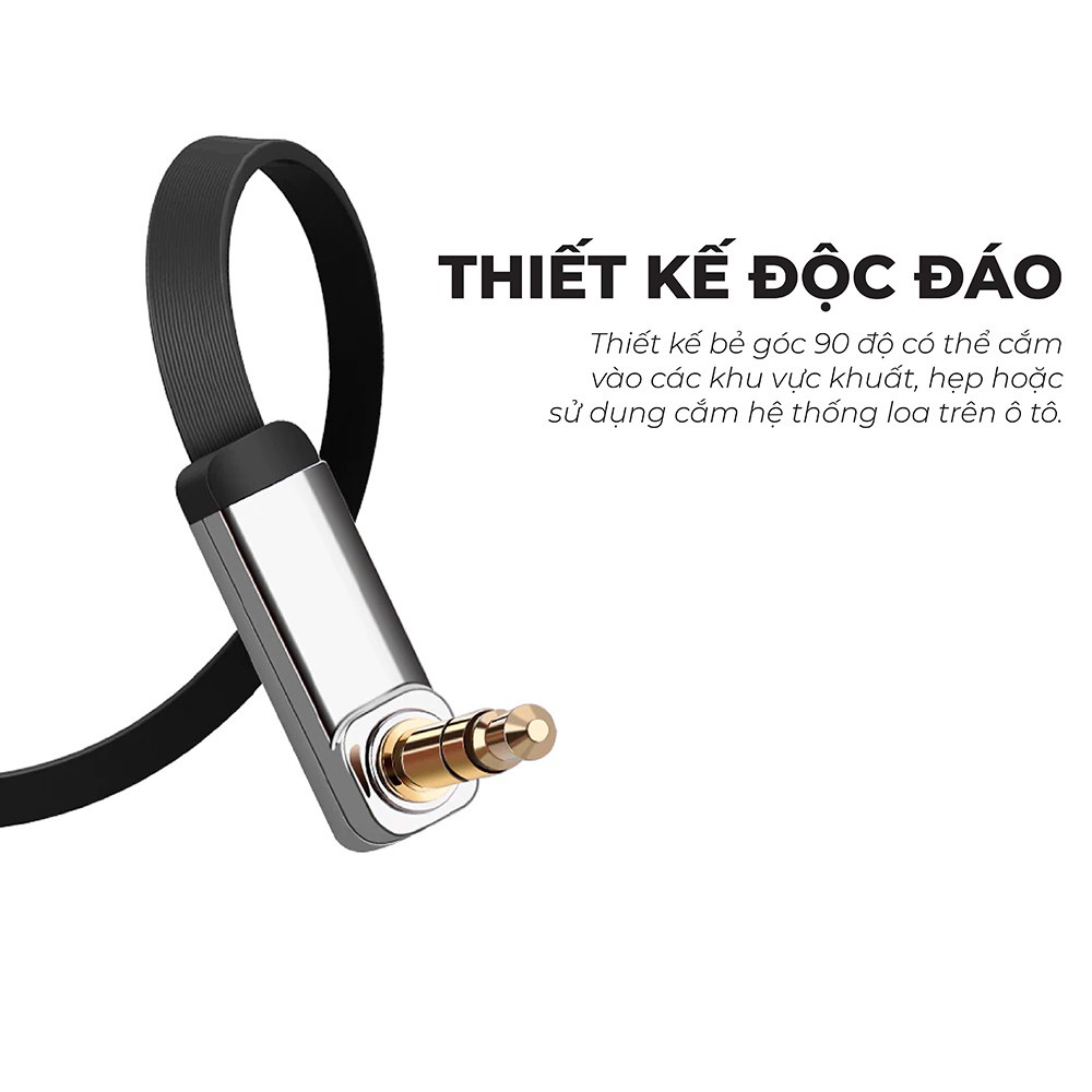 Dây Audio 3.5mm dẹt, mạ vàng 1 đầu vuông 90 độ UGREEN AV119 - Hàng chính hãng