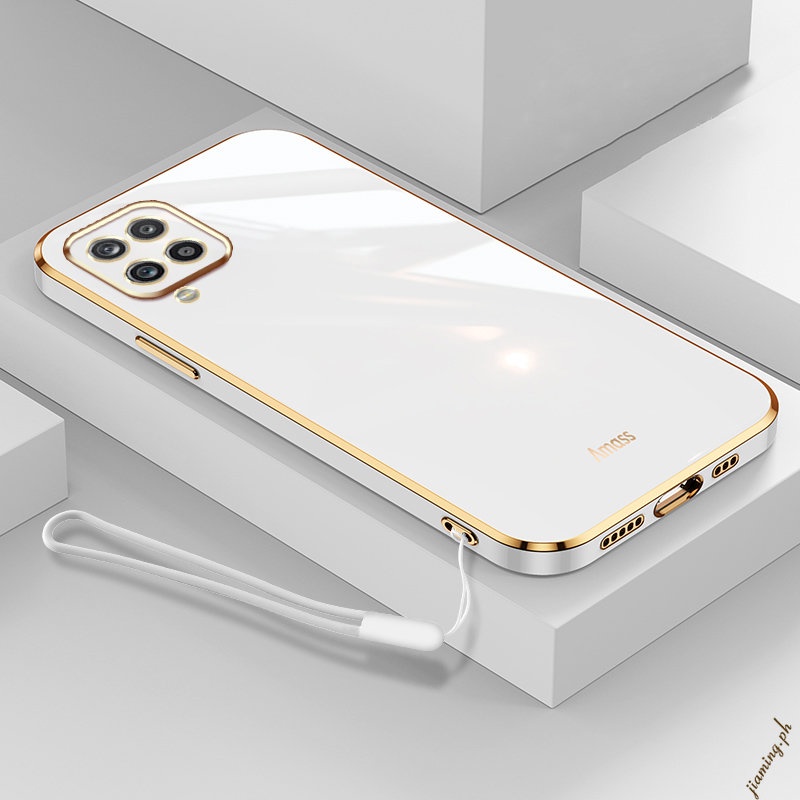 Ốp Điện Thoại Mạ Viền 6D Bằng Silicon Mềm Chất Lượng Cao Kèm Dây Đeo Cho SAMSUNG Galaxy A22 5G A22 4G A13 A12 5G Sự Bảo Vệ
