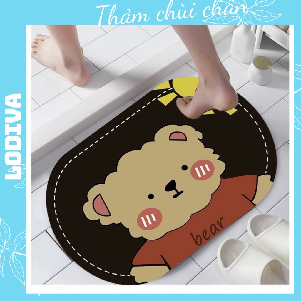 Thảm Chùi Chân hình thú chống trượt thấm nước hình thú 3D cao cấp LODIVA TCC01