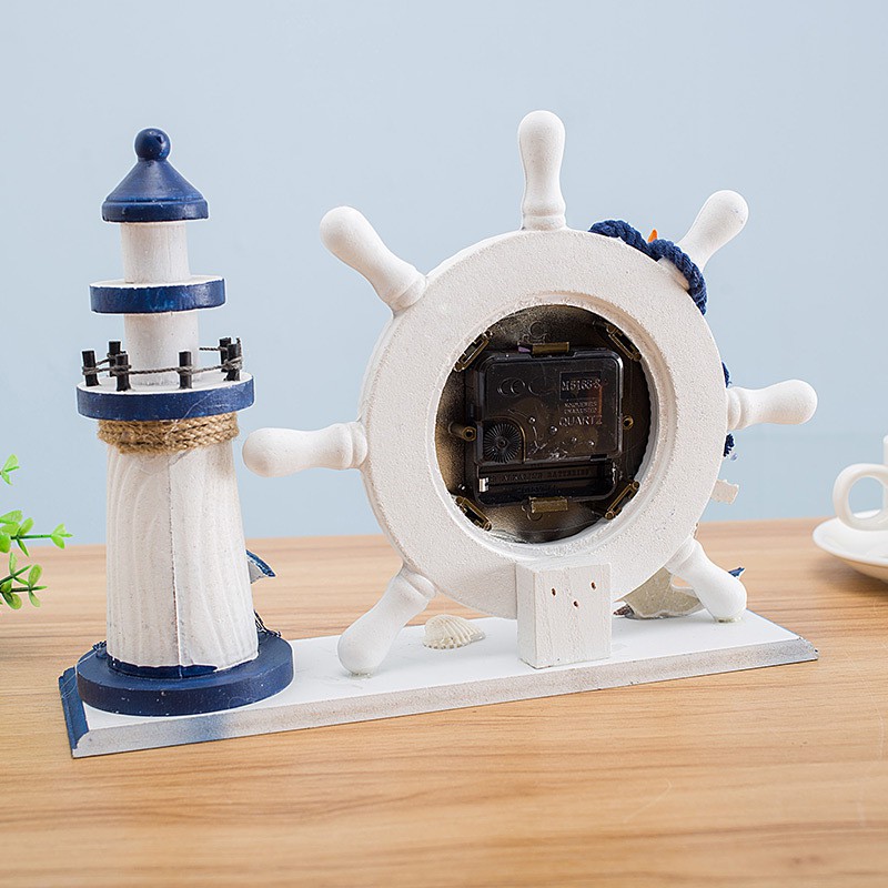 Đồng hồ bánh lái trang trí để bàn size 27cm - Decor đồ trang trí theo phong cách biển Địa Trung Hải