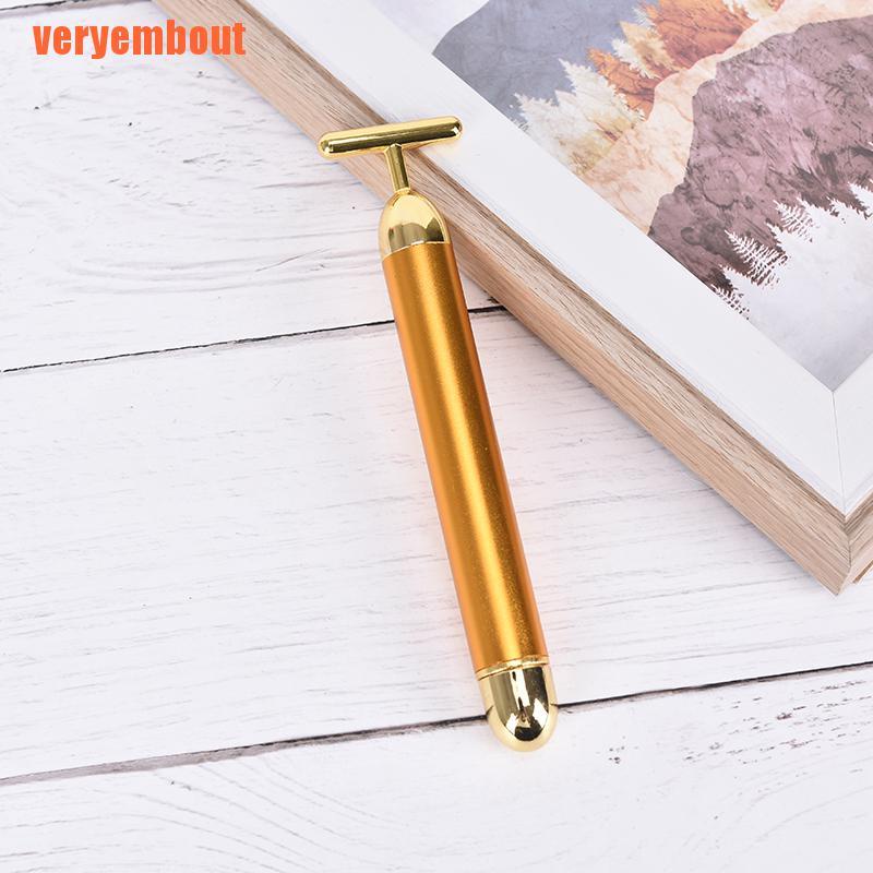 24k Gold Beauty Bar Facial Roller Face Skin Vibration Skincare Massager D