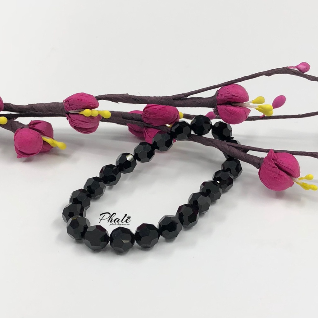 Vòng Tay Pha Lê Tròn Đen Huyền S08mm Được Thiết Kế Từ Pha Lê Swarovski