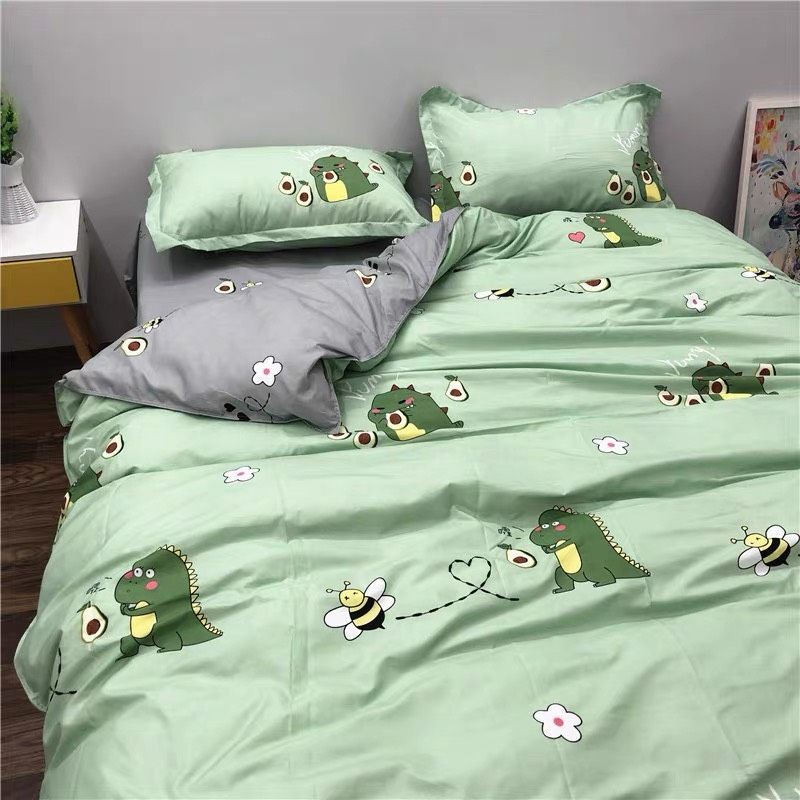 Bộ chăn ga Cotton poly Khủng Long. Chăn ga phong cách Hàn  Quốc, Inbox chọn mẫu