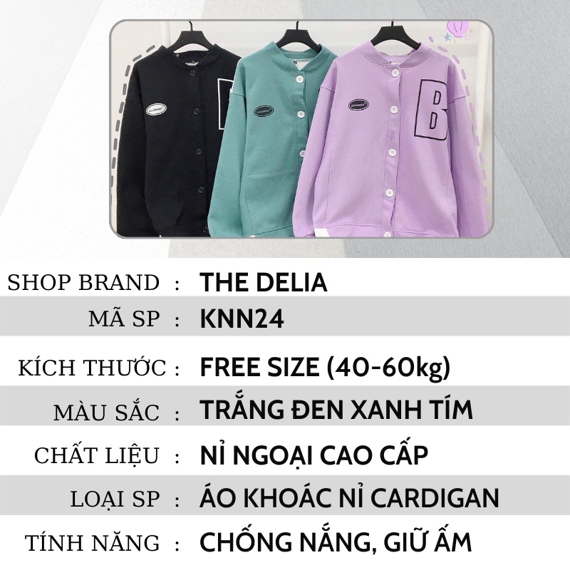 Áo khoác nỉ cardigan nữ form rộng The Delia KNN24 | BigBuy360 - bigbuy360.vn