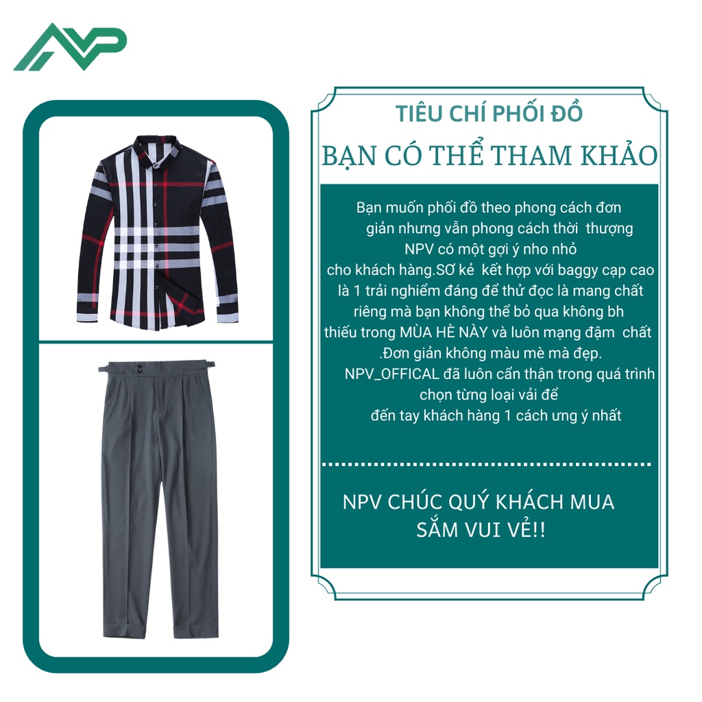 Áo sơ mi kẻ sọc NPV thời trang nam, chất liệu cotton co giãn thời trang công sở cao cấp