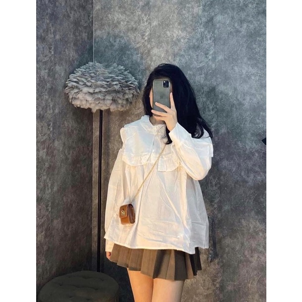 Hình chụp thật - Sơ mi babydoll bèo xinh xắn, dễ phối đồ