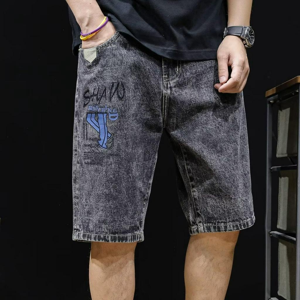 Quần Short Denim Mỏng Dáng Rộng Phong Cách Đường Phố Thời Trang Mùa Hè Dành Cho Nam 28-36 2 Màu