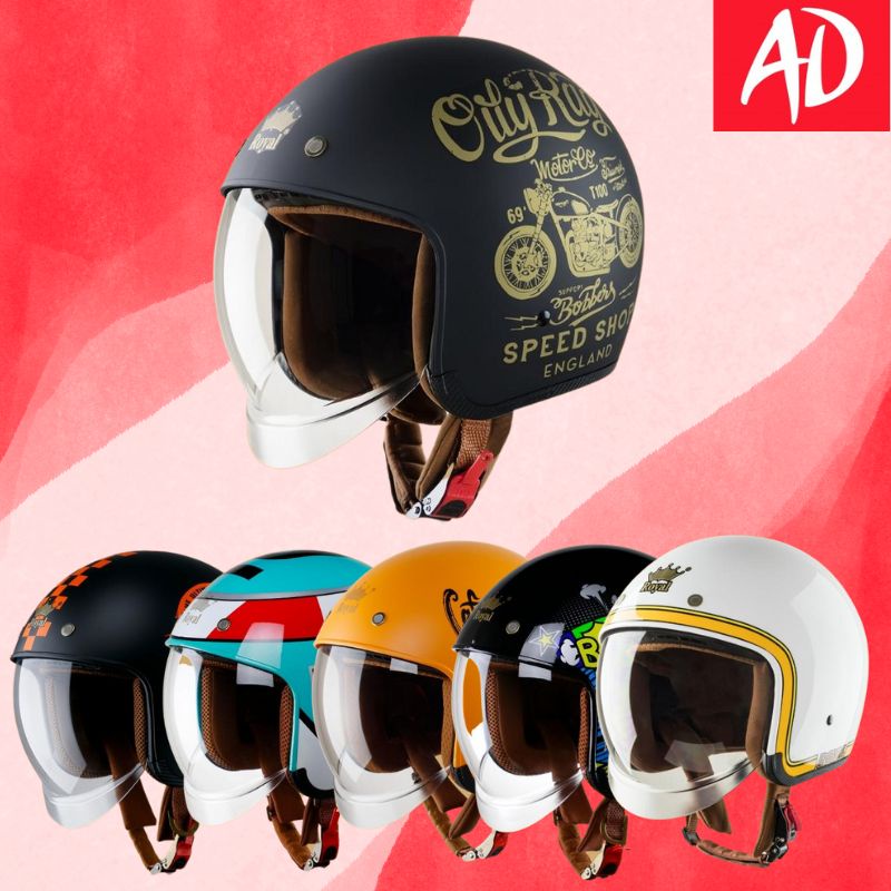 Mũ bảo hiểm 3/4 Royal M139 có kính âm đi xe máy size M L XL phù hợp cho nam và nữ