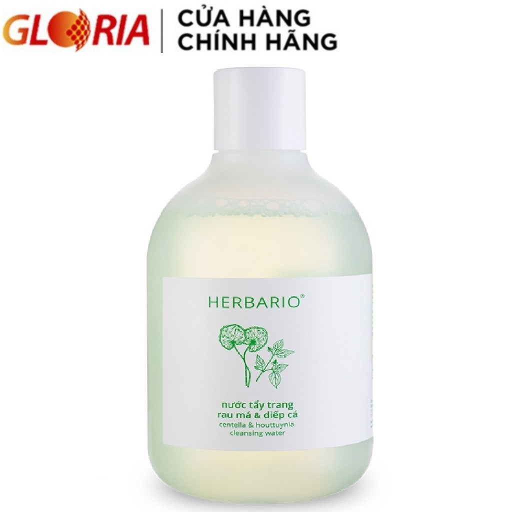 [Mã COSGLORIAT3 -8% đơn 250K] Nước Tẩy Trang Rau Má Và Diếp Cá Herbario 300ml Thuần Chay Cho Da Mụn, Da Dầu