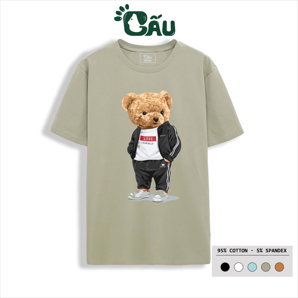Áo thun nam GẤU 194 cổ tròn tay ngắn vải coton co dãn, dày dặn, form regular fit - Gấu Cực Ngầu