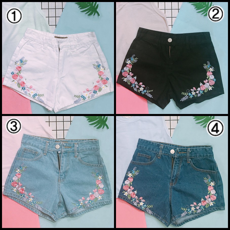Quần short jean nữ thêu Jeans Thái Lan SJT015 - SJT017 | Shopee Việt Nam
