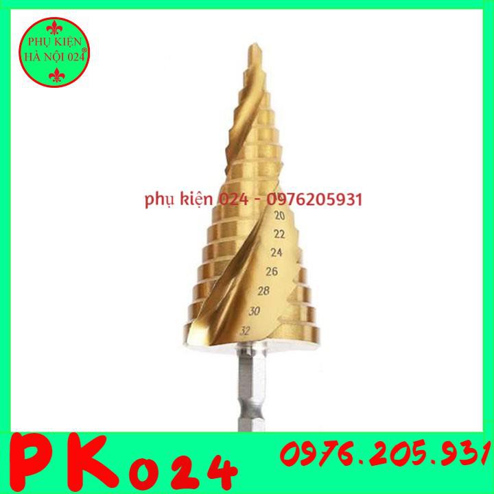 Mũi Khoan Tầng 4-32mm Mạ Titan Rãnh Xoắn Chuôi Lục Giác