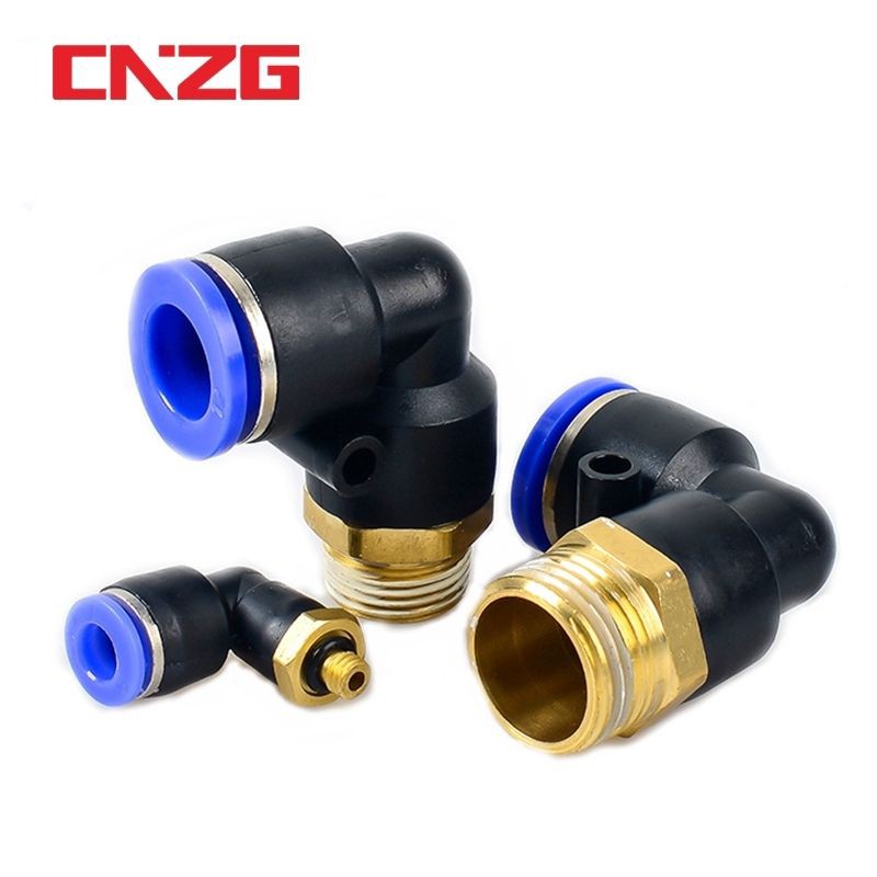 Cút góc ren ngoài đầu cắm ống hơi PU 6mm 8mm