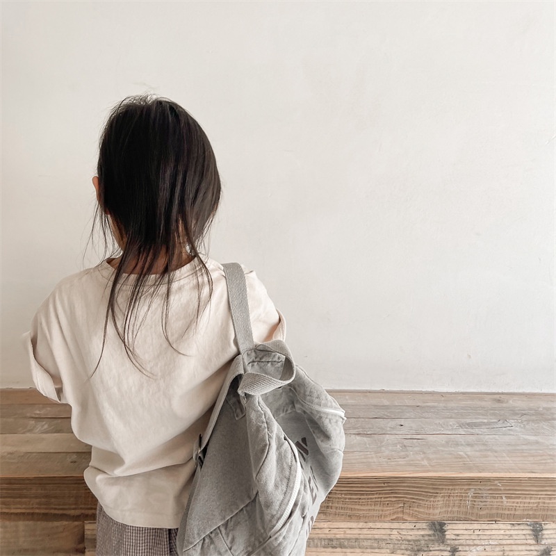 Áo Thun Tay Ngắn Màu Trơn In Họa Tiết Hoạt Hình Và Chữ Thời Trang Mùa Hè Cho Bé Gái Se7en