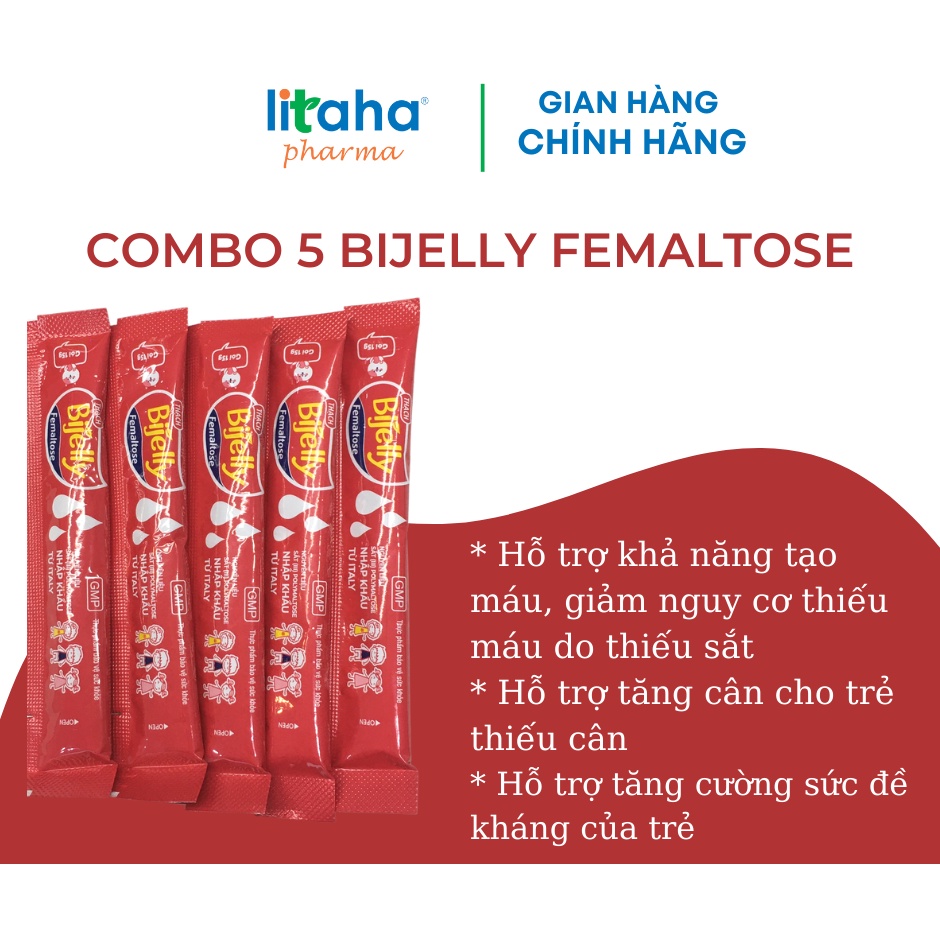 (5 gói dùng thử) Femaltose Bijelly - Bổ sung sắt- Hàng chính hãng BIMIPharma gói 15g dạng Thạch