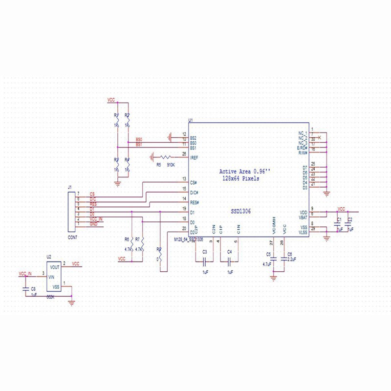 Mô Đun Màn Hình 0.96 Inch Spi Serial 128x64 Oled Lcd Display Ssd1306 For 51 Stm32 Arduino Font