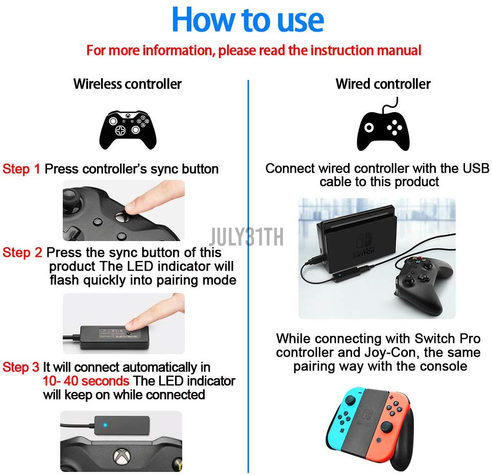 NINTENDO Thiết Bị Nhận Tín Hiệu Bluetooth Cho Máy Chơi Game Ps3 Ps4 Xbox One X / S Wii U / Pro