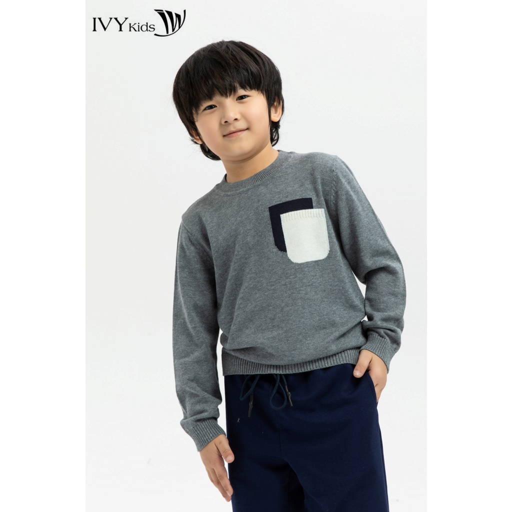 Áo len cổ tròn bé trai IVY moda MS 58K0774