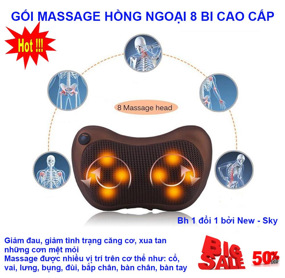 Gối Massage 8 Bi Magic Home Hồng Ngoại Massage Xoa Bóp Vào Các Cơ Và Huyệt, Sưởi Nóng Bằng Tia Hồng Ngoại .