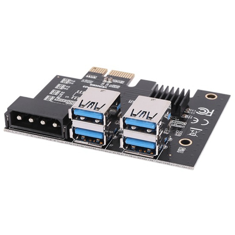 Card chuyển đổi PCI-E sang PCI-Express 1X sang 16X Mining 1 sang 4 USB 3.0 và Molex 4 Pin | BigBuy360 - bigbuy360.vn