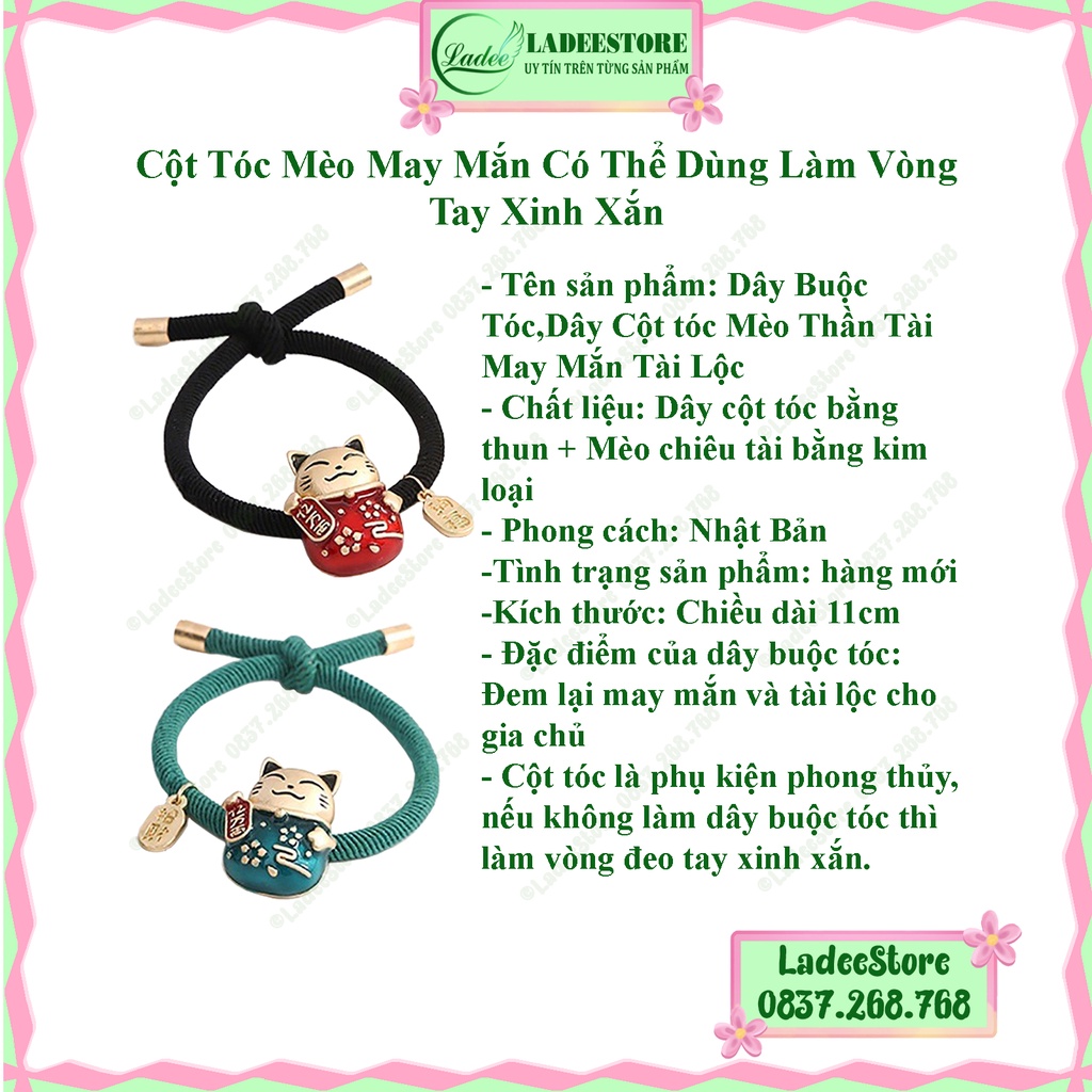 Dây Cột Tóc, Vòng Đeo Tay Mèo Vàng Thần Tài May Mắn