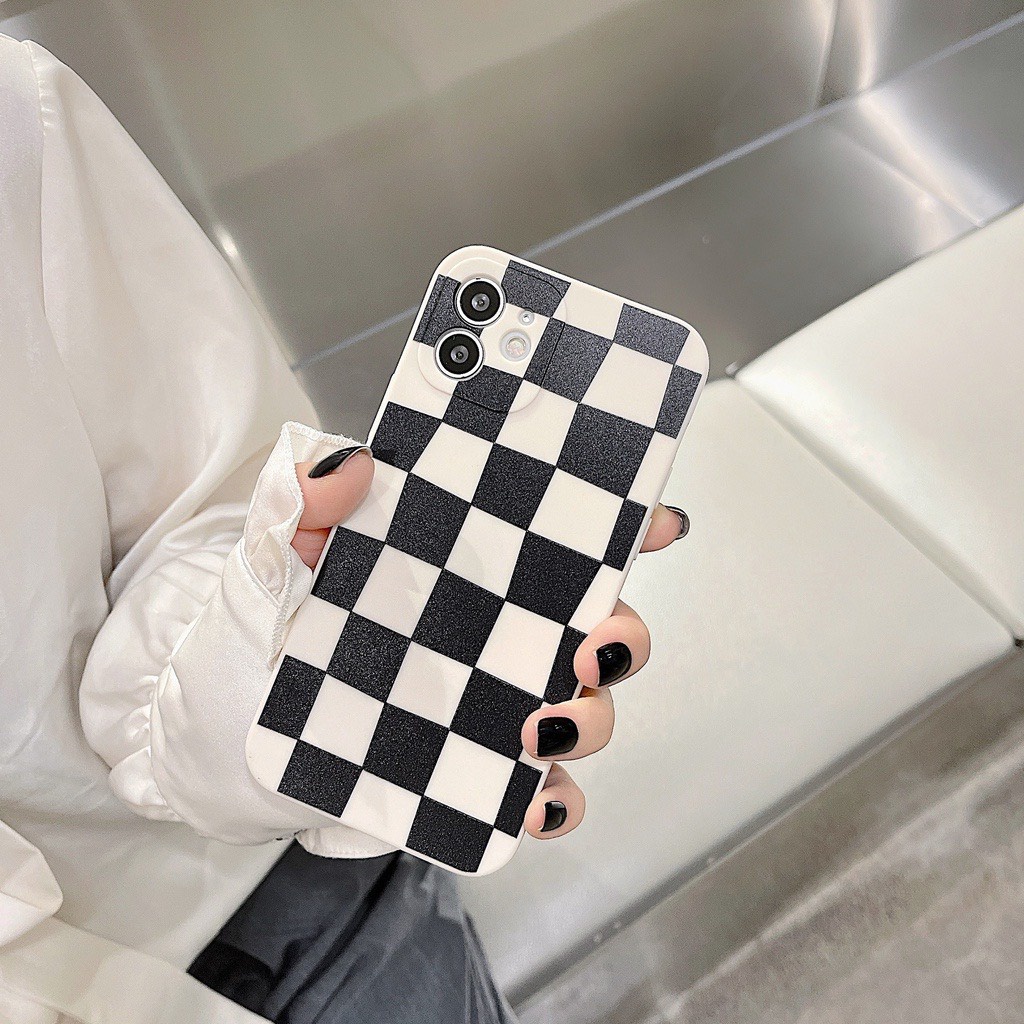 Ốp lưng cạnh vuông BVC caro đen 5/5s/6/6plus/6s/6splus/7/7plus/8/8plus/x/xr/xs/11/12/pro/max/plus/13/13Promax/14Promax