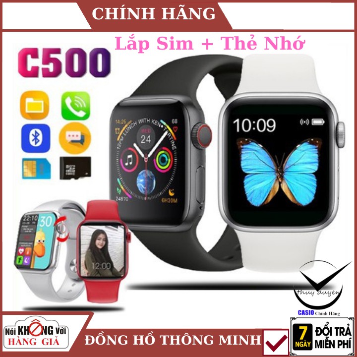 ĐỒNG HỒ THÔNG MINH C500 - Lắp Sim Nghe Gọi Nhắn Tin Độc Lập, Lắp Được Thẻ Nhớ Nghe Nhạc, Thay Được Hình Nền, chính hãng