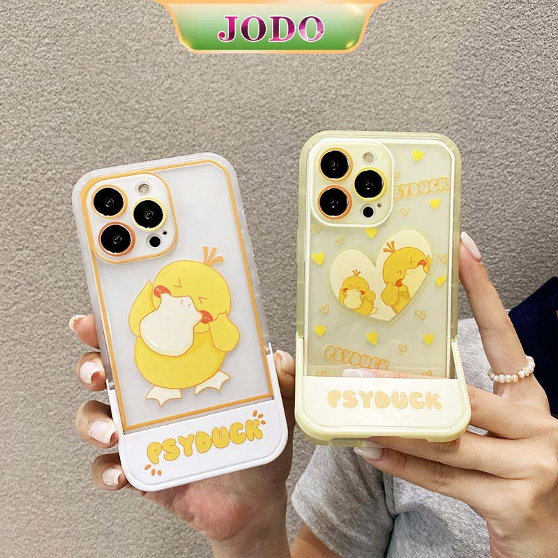 Ốp Điện Thoại TPU Mềm Có Giá Đỡ Hình Vịt Màu Vàng Cho iPhone 13 12 11 Pro Promax 7 8 Plus X XR XSMax