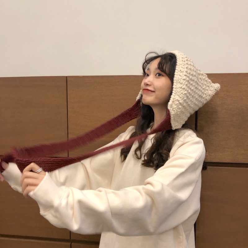 Mũ Len Dệt Kim Thủ Công Bảo Vệ Tai Kiểu Nhật Bản Thời Trang Thu Đông Cho Nữ