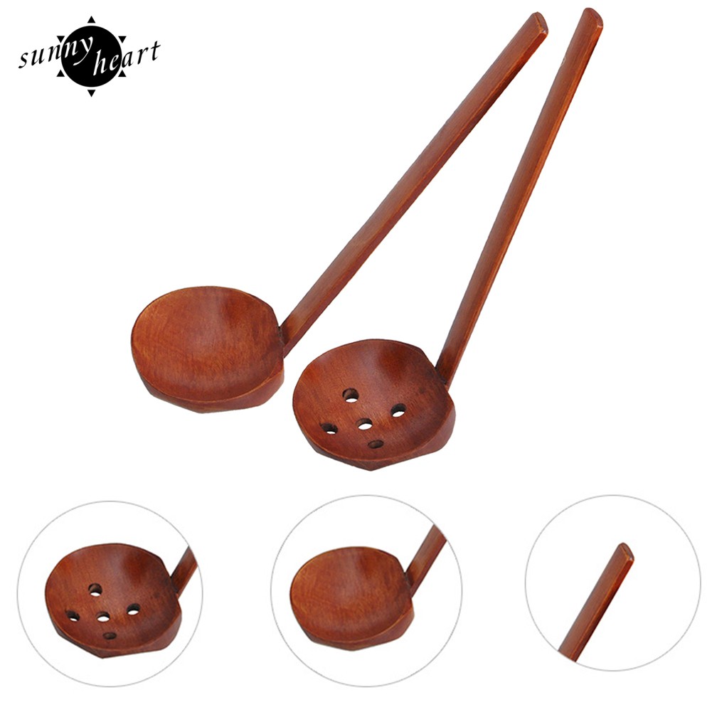 Rây/muỗng gỗ ăn súp/ăn lẩu cán dài màu trơn cho nhà bếp