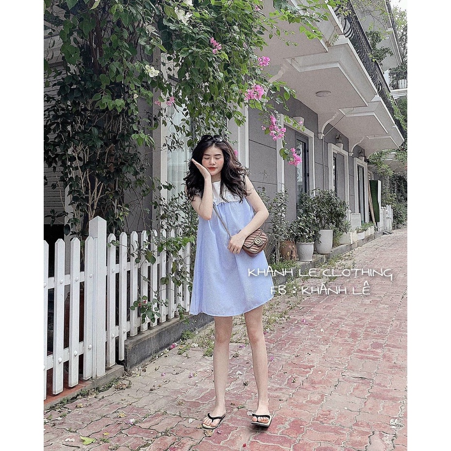 Váy Bầu Kẻ Caro Xinh Xắn, Cộc Tay Sát Nách Cực Mềm Mát Và Dễ Thương