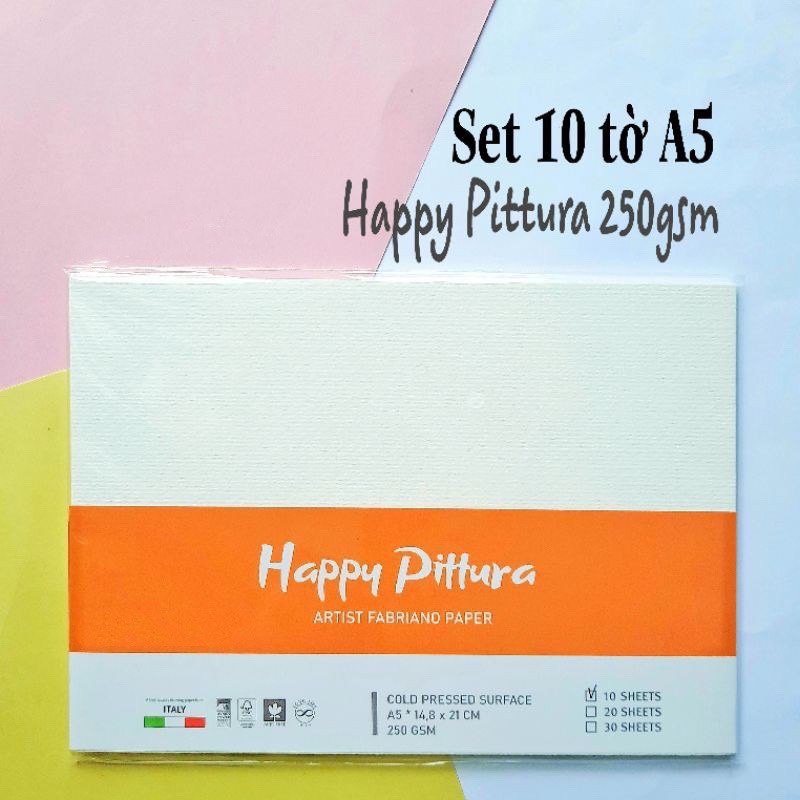 Giấy vẽ màu nước Happy A5/A4 250gsm