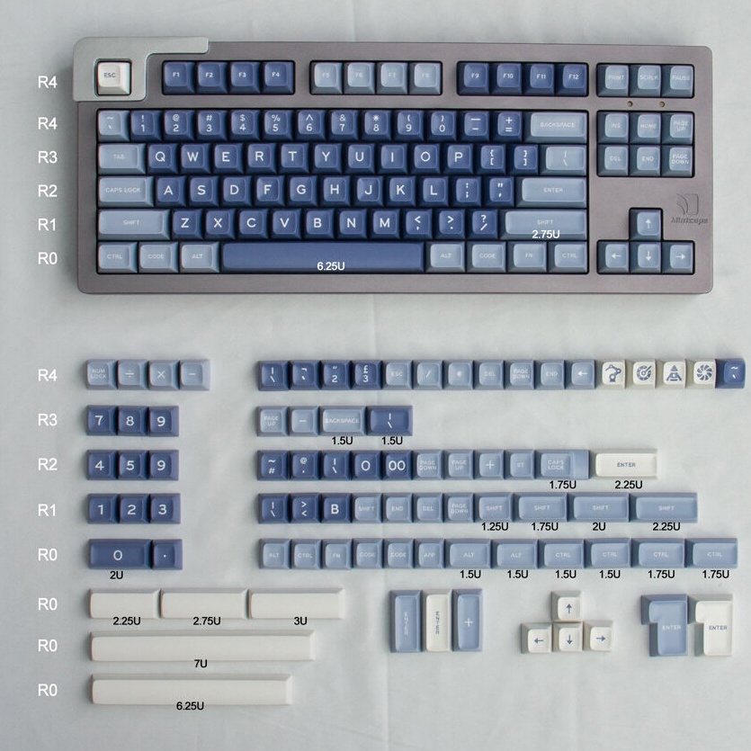 Bộ Keycap SA Fisher Man 172 Nút Chất Liệu ABS Double Shot Cân được nhiều layout