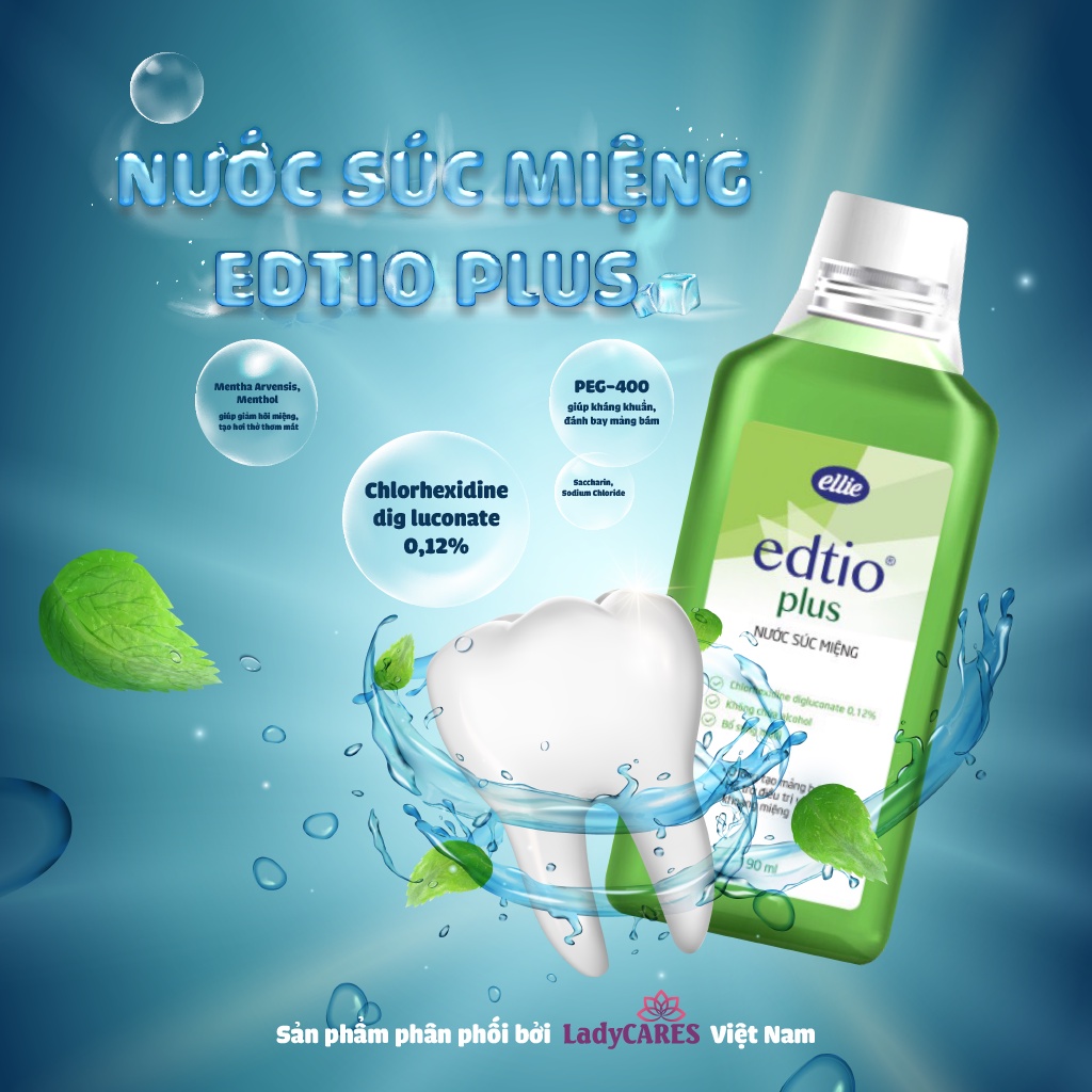 Nước súc miệng Ellie Edtio Plus 190ml chống tạo mảng bám, hôi miệng, hương thơm mát - Lady & Men Viet Nam