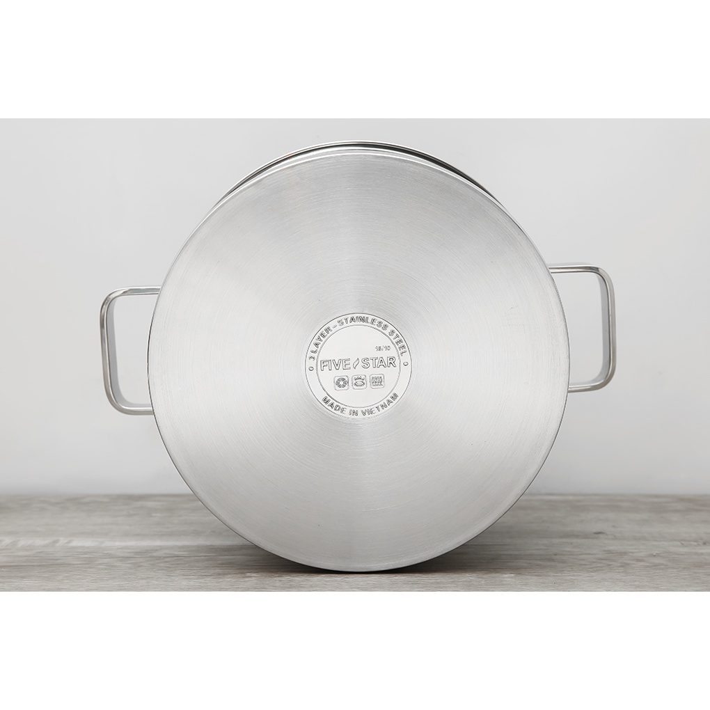 Nồi inox 304 cao cấp Fivestar Plush 3 đáy quai vuông nắp kính,dùng được bếp từ