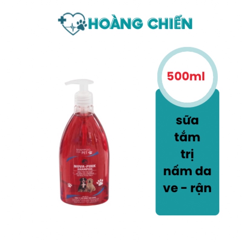 NOVA-PINK SHAMPOO [ DẦU TẮM GHẺ VÀ NẤM DA CHO CHÓ ]