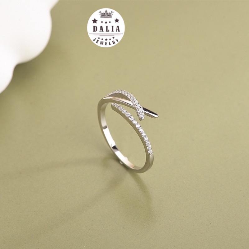 Nhẫn bạc nữ bạc thật 925 DaLiA Jewelry nhẫn bạc hở thanh xiên cá tính