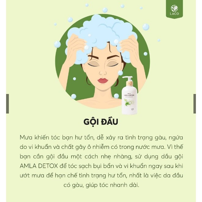 Bộ dầu Gội đầu + Xả Laco Organic Amla detox kèm xịt dưỡng tóc serum ngăn rụng tóc và kích thích mọc tóc siêu HOT