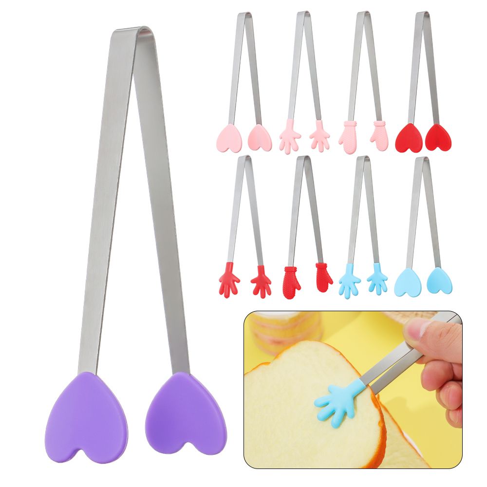 Kẹp Gắp Thức Ăn/Đá Viên/Thức Ăn BBQ Mini Bằng Silicone Không Trượt Có Tay Cầm Sáng Tạo