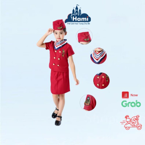 Trang phục tiếp viên hàng không cho bé gái size 15, 30kg hm0456