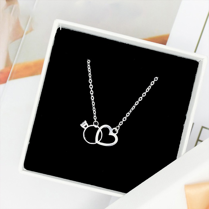 Dây chuyền bạc ATJ2293M mặt liền trái tim kẹp nhẫn ANTA Jewelry