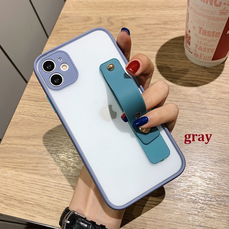 Ốp điện thoại có dây đeo cổ tay và giá đỡ cho IPhone 12 Pro Max SE 2020 7 8 plus X XR XS Max