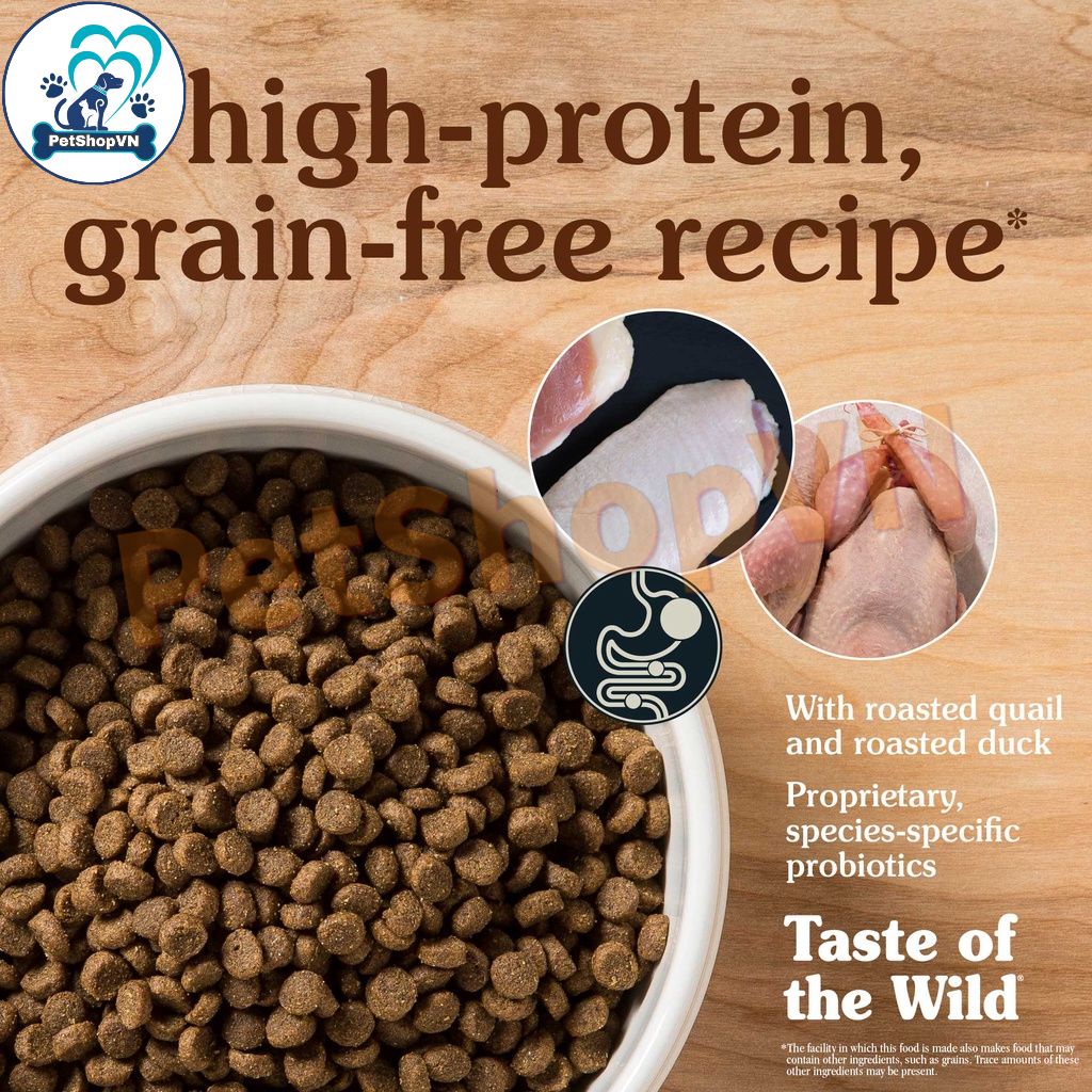 Thức Ăn Cho Mèo Hạt TASTE OF THE WILD LOWLAND CREEK Bao 6.6Kg Vị Chim Cút Và Vịt Quay