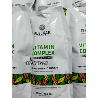 ELECKAR professional hấp dầu phục hồi tóc vitamin complex collagen bịch (500ml)