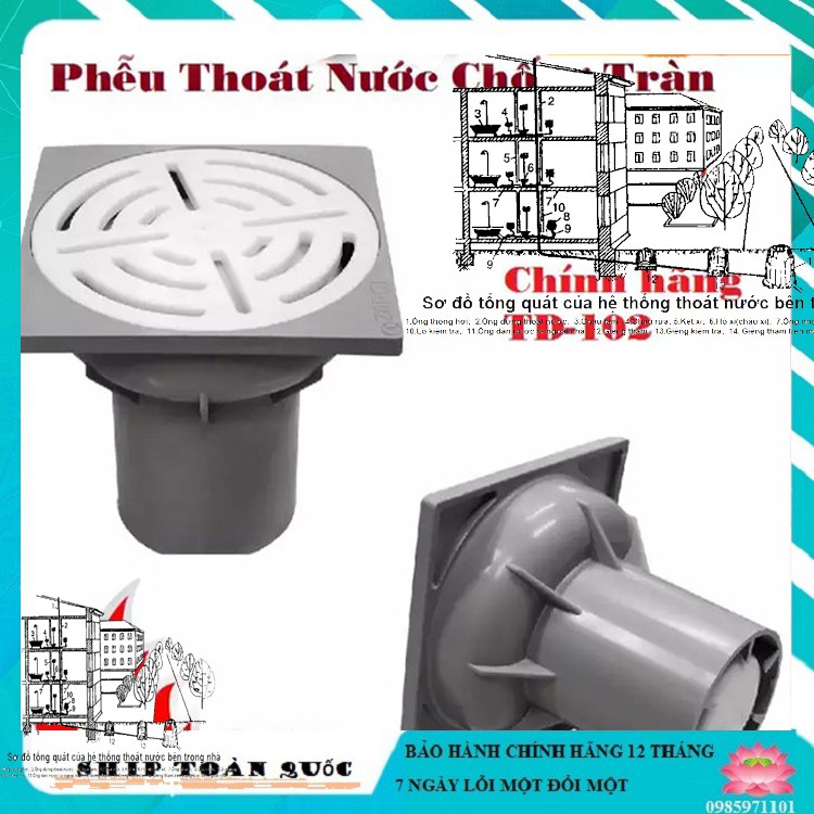 Phễu thoát nước chống tràn TD-102- chống tràn - chống hôi- thoát nước nhanh