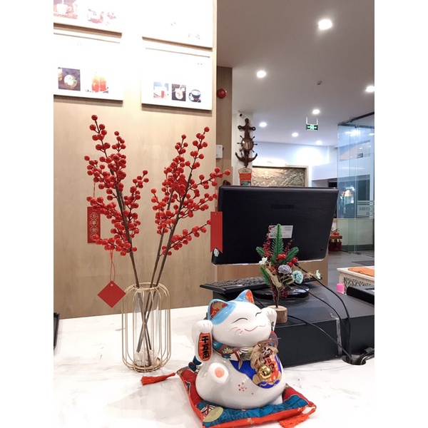 [CÓ SẴN] Bình hoa Đào Đông đỏ chơi Tết 2022, bình hoa decor phòng khách