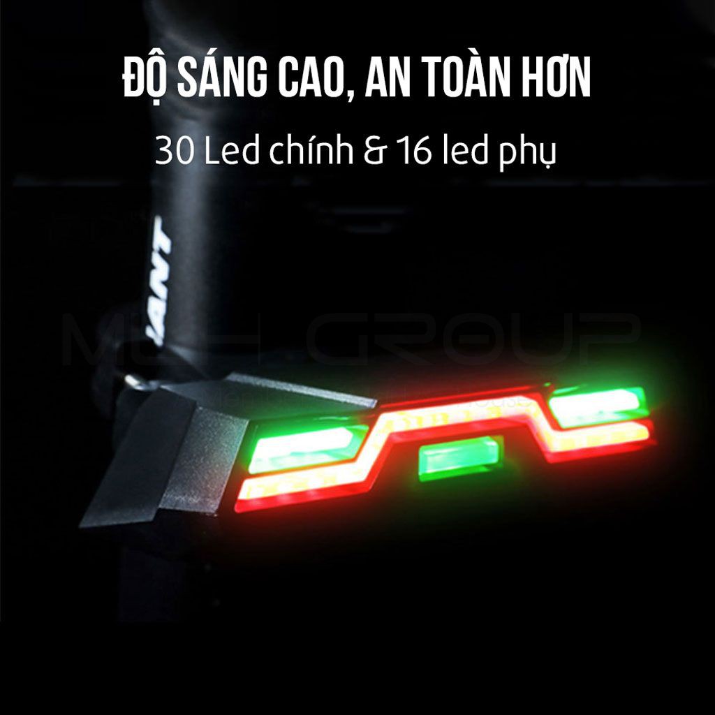 Đèn Led Đuôi Xe Đạp Chống Nước 6 Chế Độ Sáng Pin 2000 mAh Thời Gian Sáng Đến 40h Sạc Điện Usb MLH