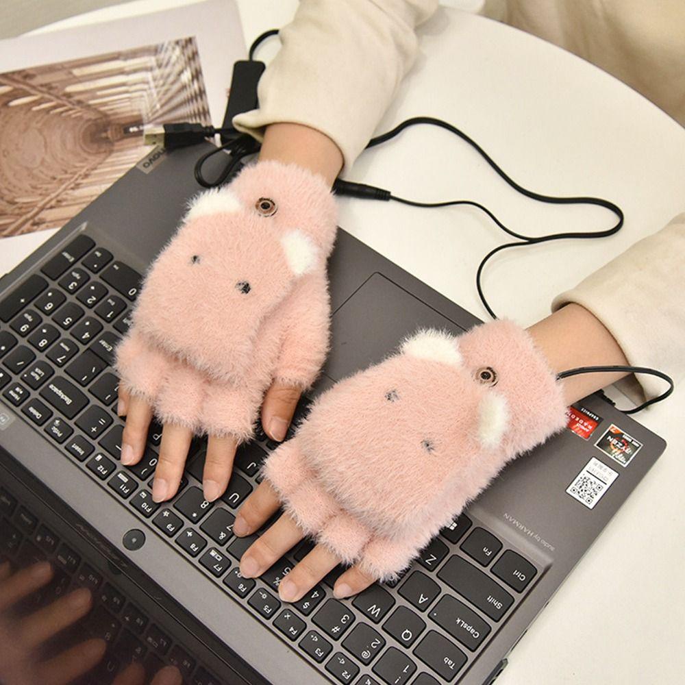 Găng Tay Đan Len Hở Ngón Sạc Cổng USB Có Thể Điều Chỉnh Nhiệt Độ Tiện Dụng