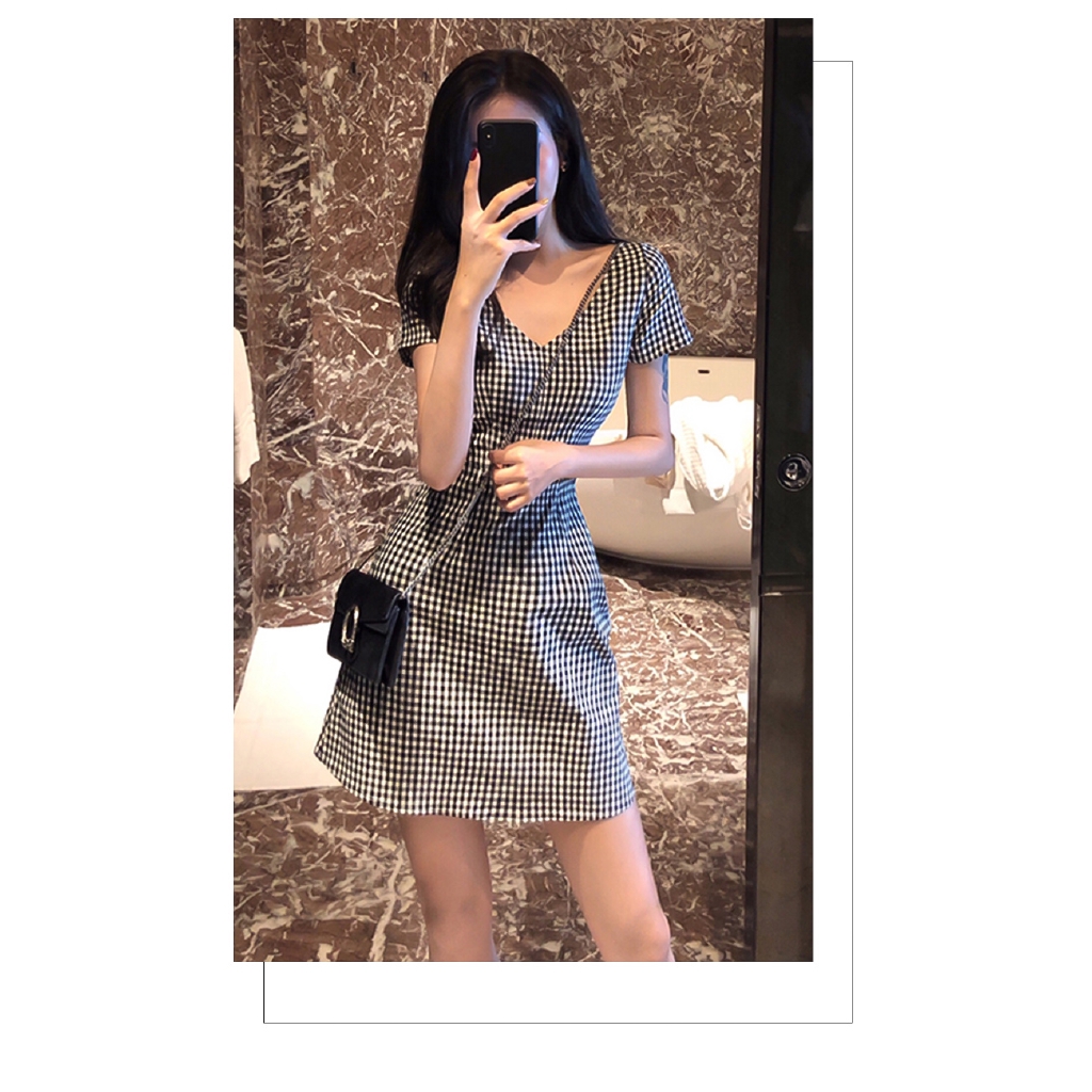 SUXI Đầm nữ đơn giản cổ điển thời trang phong cách Hàn Quốc